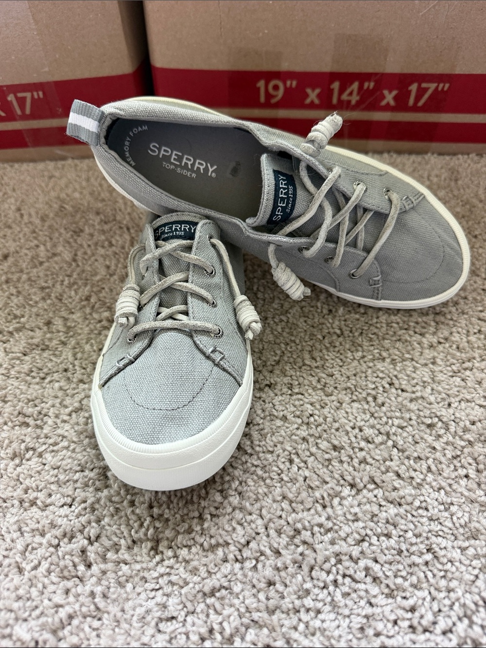 Sperry Light Gray Canvas Women’s Boat Sneakers